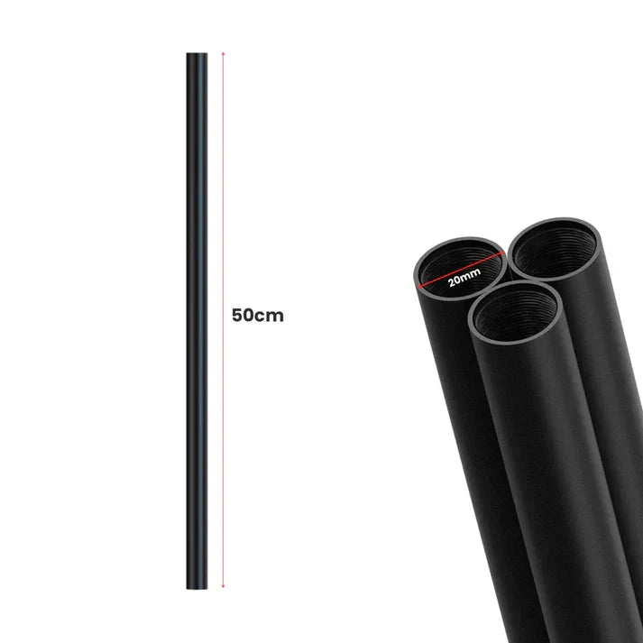 20mm Black Steel Conduit Pipe Female Thread – 20, 30, 50 & 80 cm - 20 mm, 50 cm, Single