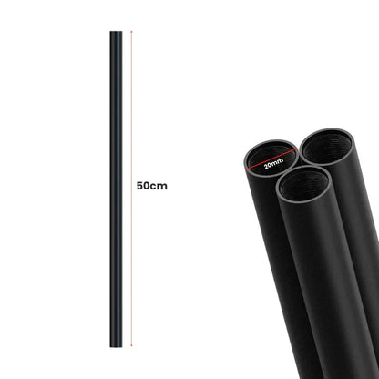 20mm Black Steel Conduit Pipe Female Thread – 20, 30, 50 & 80 cm - 20 mm, 50 cm, Single
