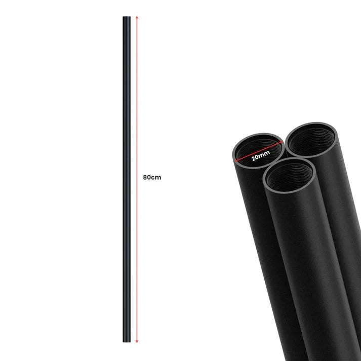 20mm Black Steel Conduit Pipe Female Thread – 20, 30, 50 & 80 cm - 20 mm, 80 cm, Single