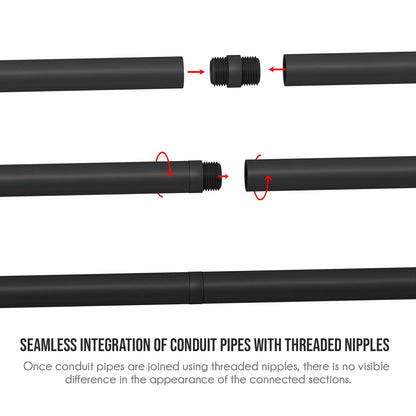 20mm Black Steel Conduit Pipe Female Thread – 20, 30, 50 & 80 cm - photo 5