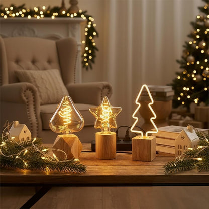 Set of 3 Wooden Table Lamps – Diamond, Round & Square - photo 13