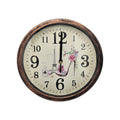 Shabby Chic Round Wall Clock – 20 cm, Rustic Copper Frame, Eiffel Tower & Shoe