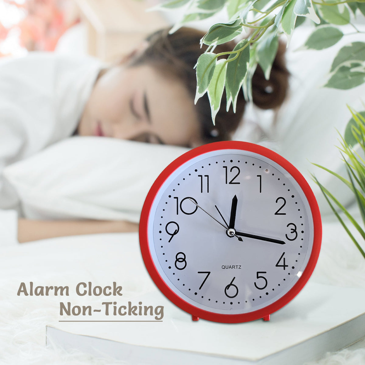 Small Red Round Table Clock – 15 cm, Stands or Hangs, Non-Ticking - photo 6