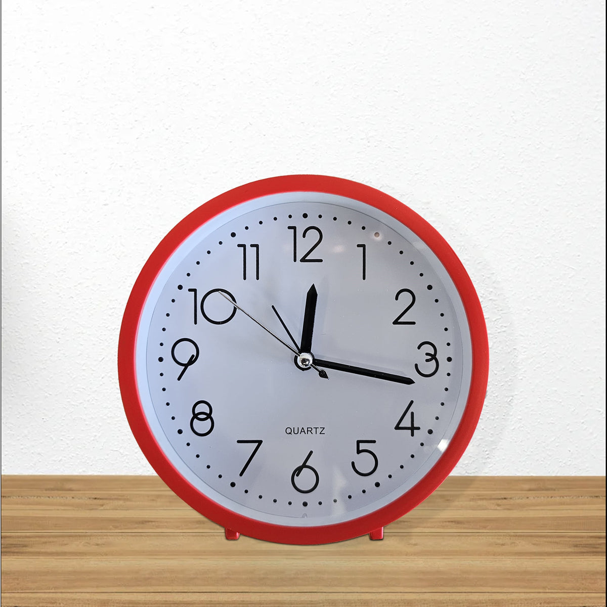 Small Red Round Table Clock – 15 cm, Stands or Hangs, Non-Ticking - photo 7