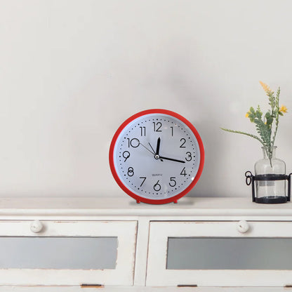 Small Red Round Table Clock – 15 cm, Stands or Hangs, Non-Ticking - photo 9