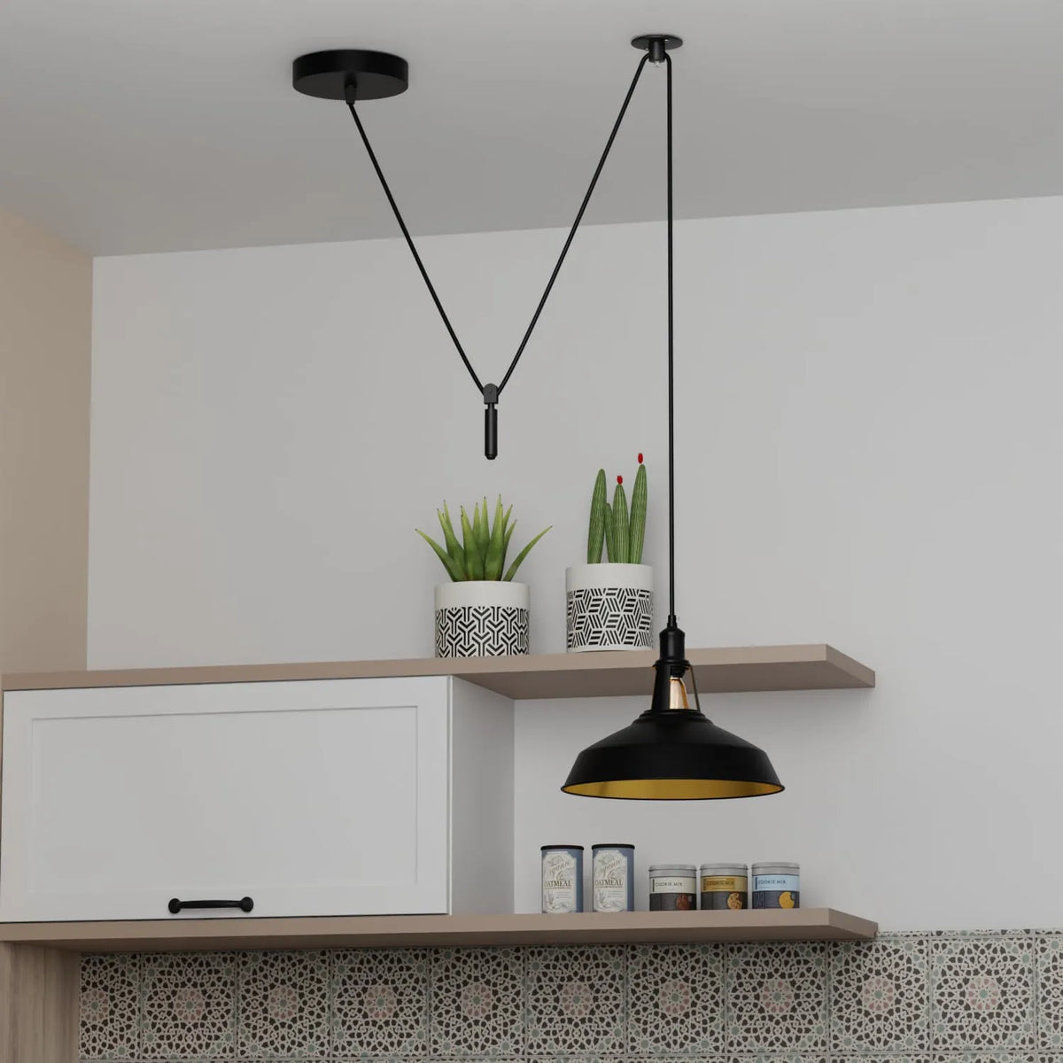 Rise & Fall Pulley Pendant – Barn or Dome Shade, 2 m Cable, E27 - photo 4