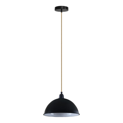 Hemp Rope Pendant Light with 21 cm Dome Shade – 5 Finishes, E27 - Black, Dome 21 cm Black, Without Bulb