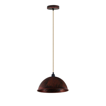 Hemp Rope Pendant Light with 21 cm Dome Shade – 5 Finishes, E27 - Black, Dome 21 cm Rustic Red, Without Bulb