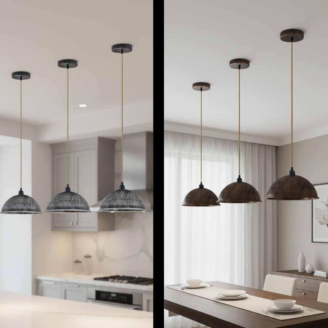Hemp Rope Pendant Light with 21 cm Dome Shade – 5 Finishes, E27