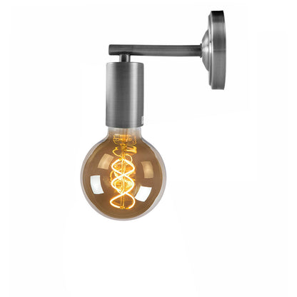 Short Arm Wall Light – 7 Finishes, E27 - Chrome, Round Rose, G80 LED Bulb 4W