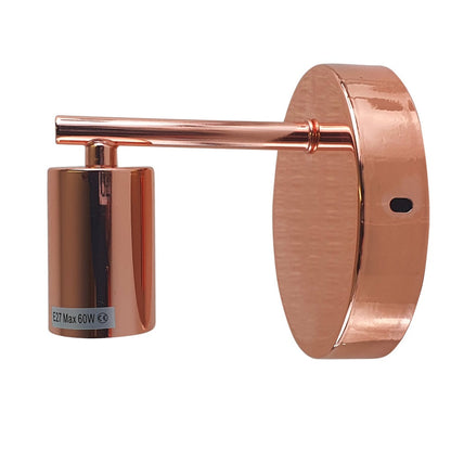 Short Arm Wall Light – 7 Finishes, E27 - Rose Gold, 125 mm, Without Bulb