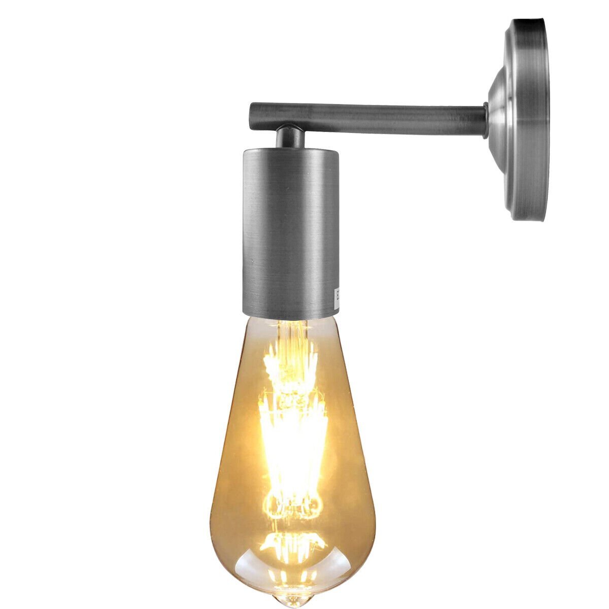 Short Arm Wall Light – 7 Finishes, E27 - Satin Nickel, 108 mm, Without Bulb