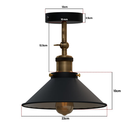 Adjustable Semi Flush Light with Switch – Wall or Ceiling, E27, with Shade - photo 9