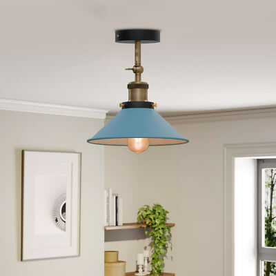 Adjustable Semi Flush Light with Switch – Wall or Ceiling, E27, with Shade - photo 2