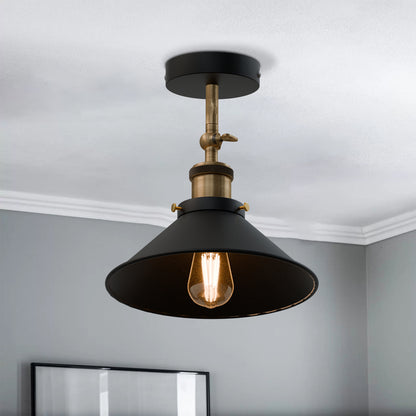Adjustable Semi Flush Light with Switch – Wall or Ceiling, E27, with Shade - photo 4