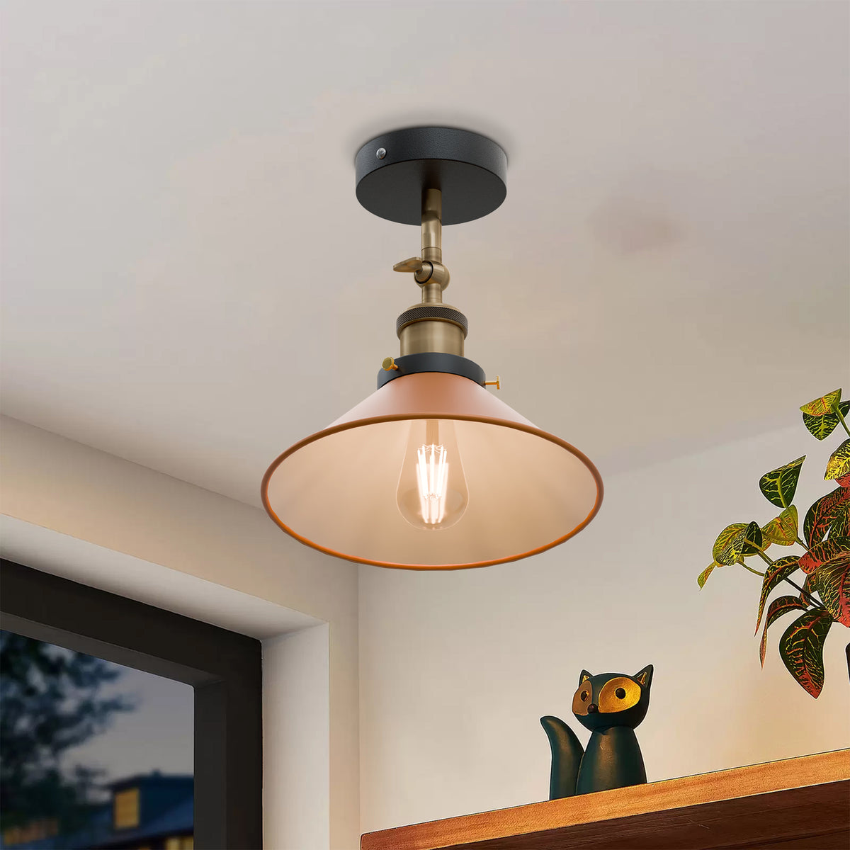 Adjustable Semi Flush Light with Switch – Wall or Ceiling, E27, with Shade - photo 6