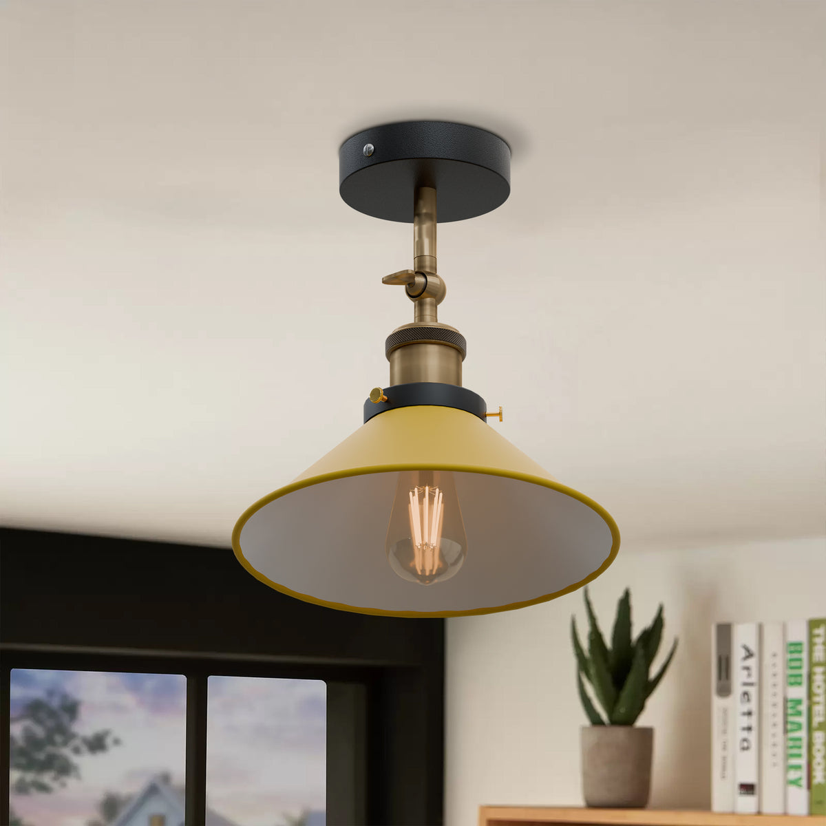 Adjustable Semi Flush Light with Switch – Wall or Ceiling, E27, with Shade - photo 7