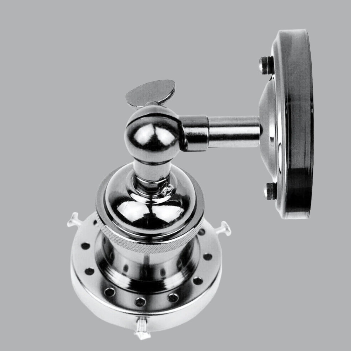 Adjustable Semi Flush Light with Switch – Wall or Ceiling, E27, with Shade - Chrome, No Shade 108 mm Rose Shade Ring, Without Bulb
