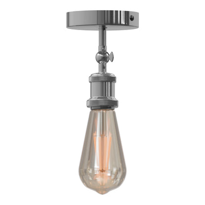 Adjustable Semi Flush Light with Switch – Wall or Ceiling, E27, with Shade - Chrome, No Shade, Without Bulb