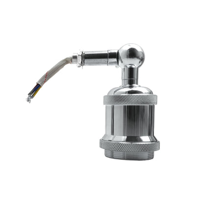 Adjustable Semi Flush Light with Switch – Wall or Ceiling, E27, with Shade - Chrome, No Shade, Holder Only, Without Bulb
