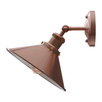 Adjustable Semi Flush Light with Switch – Wall or Ceiling, E27, with Shade - Copper, Flat Cone 22 cm Copper 108 mm Rose Shade Ring, Without Bulb