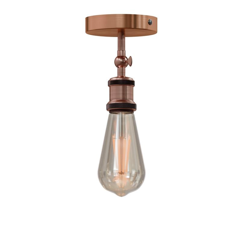 Adjustable Semi Flush Light with Switch – Wall or Ceiling, E27, with Shade - Copper, No Shade, Without Bulb