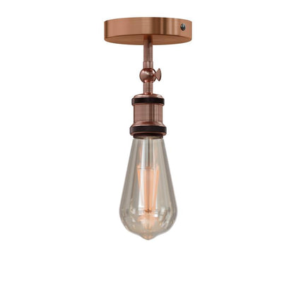Adjustable Semi Flush Light with Switch – Wall or Ceiling, E27, with Shade - Copper, No Shade, Without Bulb