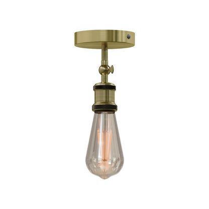 Adjustable Semi Flush Light with Switch – Wall or Ceiling, E27, with Shade - Green Brass, No Shade, Without Bulb