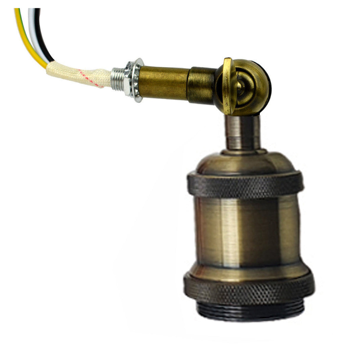 Adjustable Semi Flush Light with Switch – Wall or Ceiling, E27, with Shade - Green Brass, No Shade, Holder Only, Without Bulb