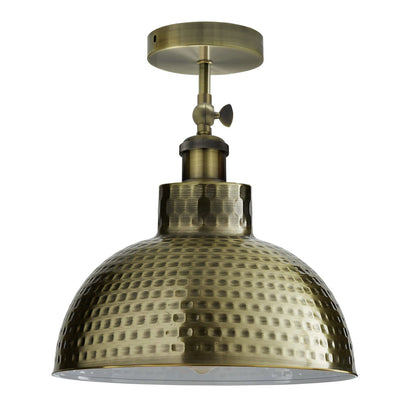Adjustable Semi Flush Light with Switch – Wall or Ceiling, E27, with Shade - Green Brass, Retro Pendant 26 cm Green Brass, Without Bulb