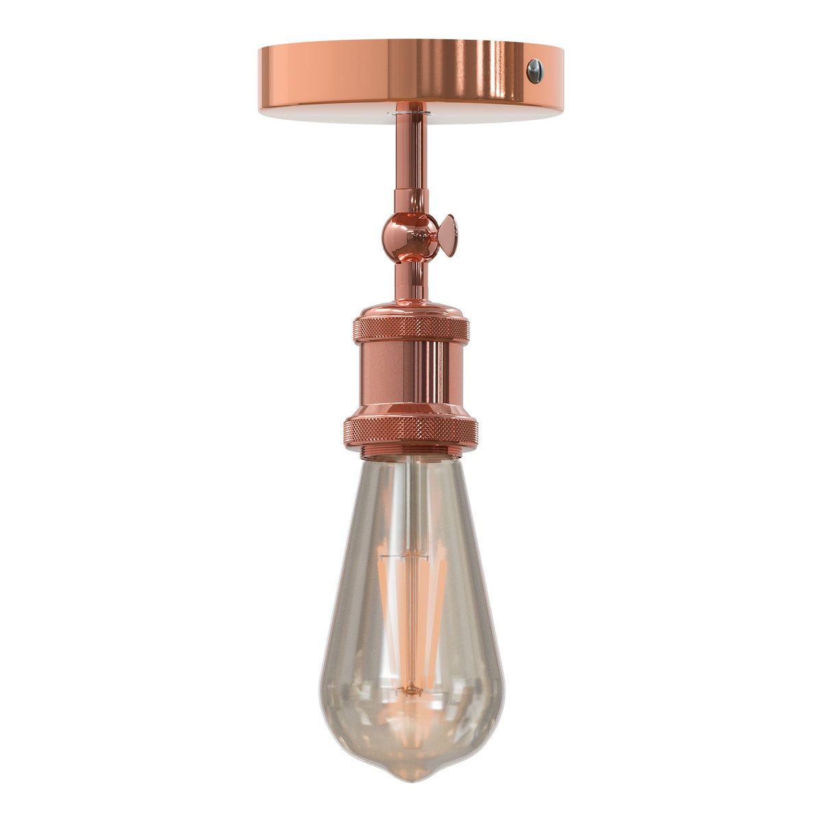 Adjustable Semi Flush Light with Switch – Wall or Ceiling, E27, with Shade - Rose Gold, No Shade, Without Bulb