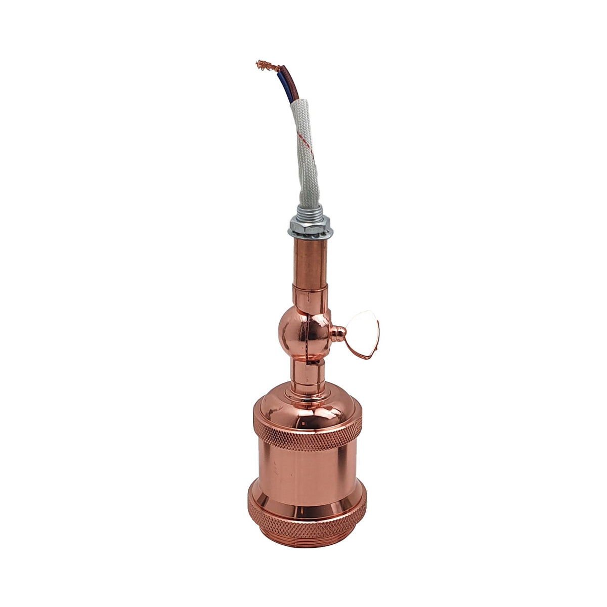 Adjustable Semi Flush Light with Switch – Wall or Ceiling, E27, with Shade - Rose Gold, No Shade, Holder Only, Without Bulb