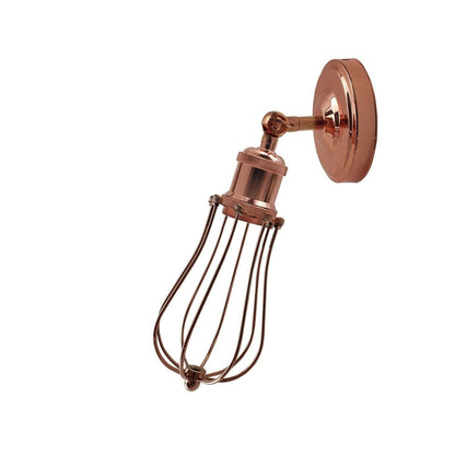 Adjustable Semi Flush Light with Switch – Wall or Ceiling, E27, with Shade - Rose Gold, Round Cage Rose Gold, Without Bulb