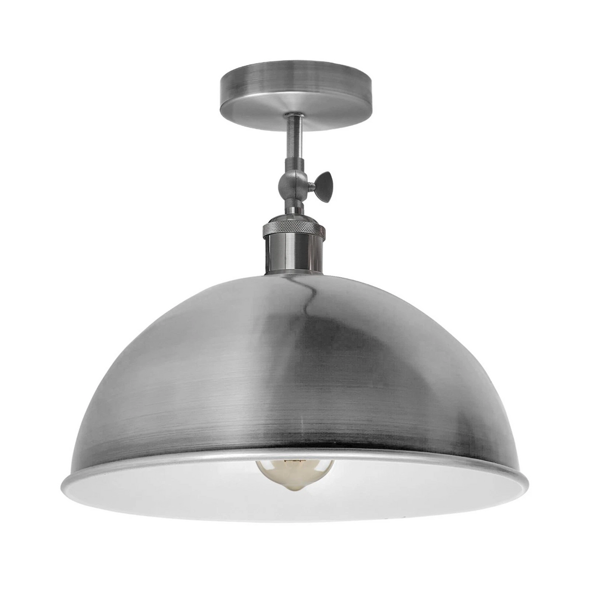 Adjustable Semi Flush Light with Switch – Wall or Ceiling, E27, with Shade - Satin Nickel, Dome 30 cm Satin Nickel, Without Bulb