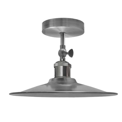 Adjustable Semi Flush Light with Switch – Wall or Ceiling, E27, with Shade - Satin Nickel, Flat Satin Nickel, Without Bulb
