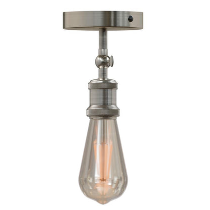 Adjustable Semi Flush Light with Switch – Wall or Ceiling, E27, with Shade - Satin Nickel, No Shade, Without Bulb
