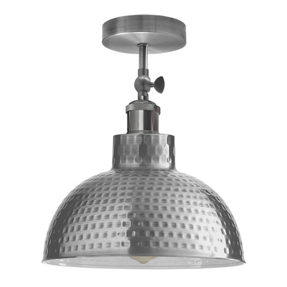 Adjustable Semi Flush Light with Switch – Wall or Ceiling, E27, with Shade - Satin Nickel, Retro Pendant 26 cm Satin Nickel, Without Bulb