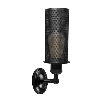 Adjustable Semi Flush Light with Switch – Wall or Ceiling, E27, with Shade - Shiny Black, Barrel Cage Black, Without Bulb