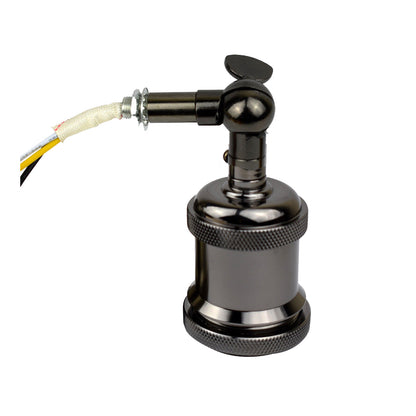 Adjustable Semi Flush Light with Switch – Wall or Ceiling, E27, with Shade - Shiny Black, No Shade, Holder Only, Without Bulb