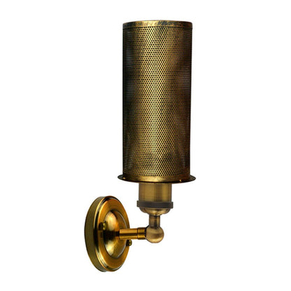 Adjustable Semi Flush Light with Switch – Wall or Ceiling, E27, with Shade - Yellow Brass, Barrel Cage Brushed Copper, Without Bulb