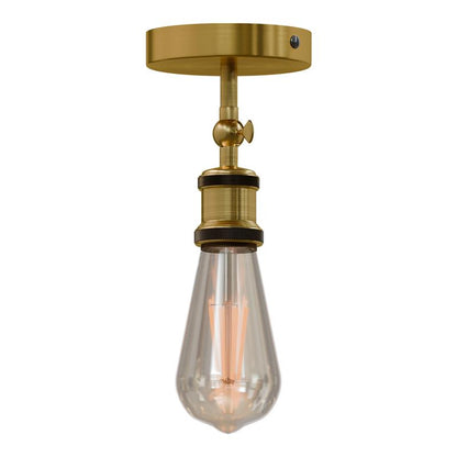 Adjustable Semi Flush Light with Switch – Wall or Ceiling, E27, with Shade - Yellow Brass, No Shade, Without Bulb