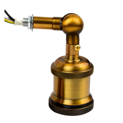 Adjustable Semi Flush Light with Switch – Wall or Ceiling, E27, with Shade - Yellow Brass, No Shade, Holder Only, Without Bulb