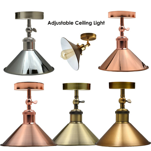 Adjustable Semi Flush Light with Switch – Wall or Ceiling, E27, with Shade