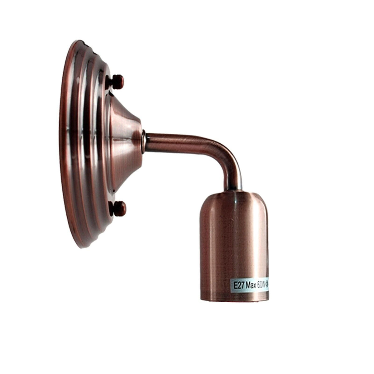 Short Arm Wall Light Holder – 8 Finishes, E27 - Copper, No Shade 140 mm Rose, Without Bulb