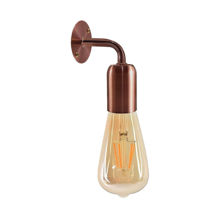 Short Arm Wall Light Holder – 8 Finishes, E27 - Copper, No Shade, Without Bulb