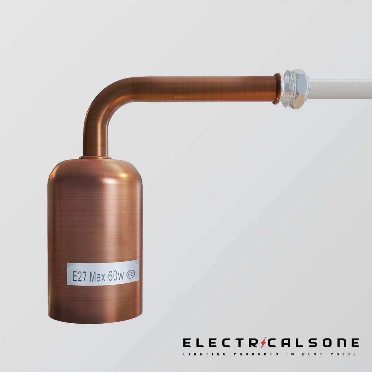 Short Arm Wall Light Holder – 8 Finishes, E27 - Copper, No Shade, Holder Only, Without Bulb