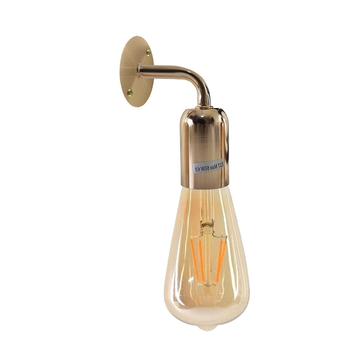 Short Arm Wall Light Holder – 8 Finishes, E27 - French Gold, No Shade, Without Bulb
