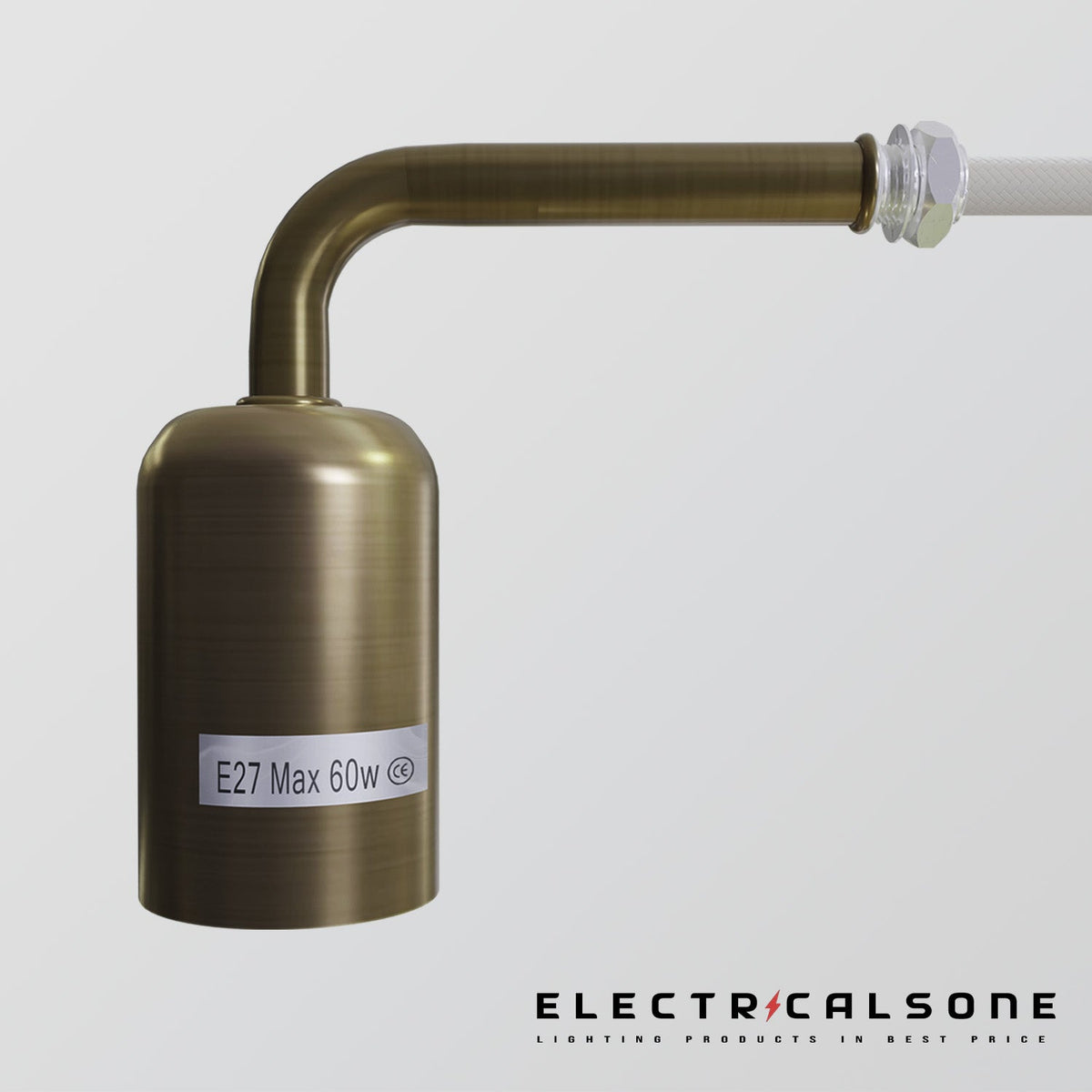 Short Arm Wall Light Holder – 8 Finishes, E27 - Green Brass, No Shade, Without Bulb