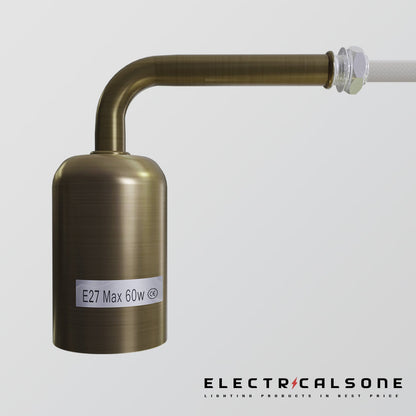 Short Arm Wall Light Holder – 8 Finishes, E27 - Green Brass, No Shade, Without Bulb