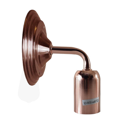 Short Arm Wall Light Holder – 8 Finishes, E27 - Rose Gold, No Shade 140 mm Rose, Without Bulb